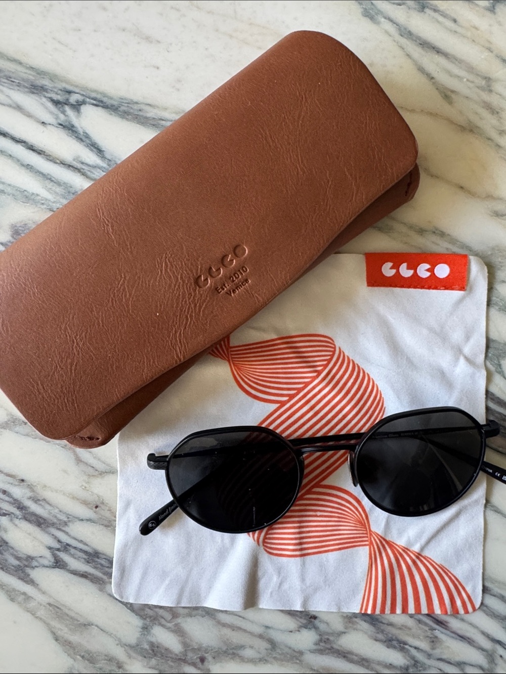 Garrett Leight GLCO Black Oval Sunglasses + Case